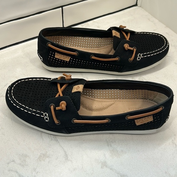 Sperry Top Sider Black Moccasin Boat Shoes - Picture 1 of 16